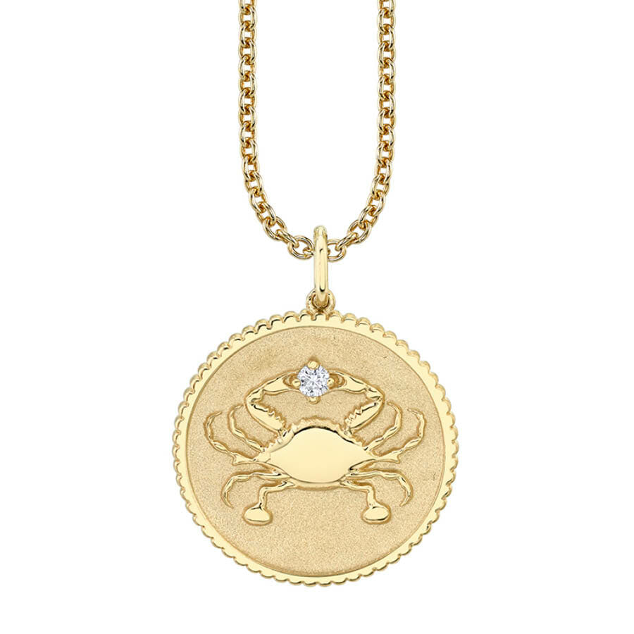 Gold & Diamond Large Zodiac Medallion Necklace