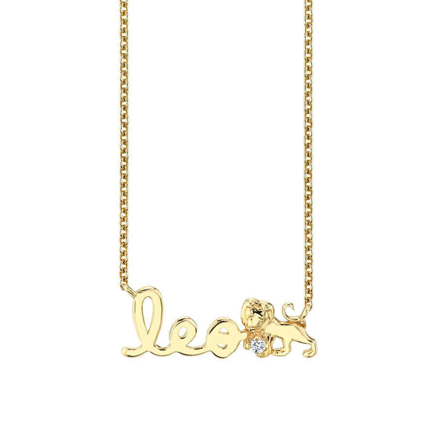 Gold & Diamond Zodiac Script Necklace