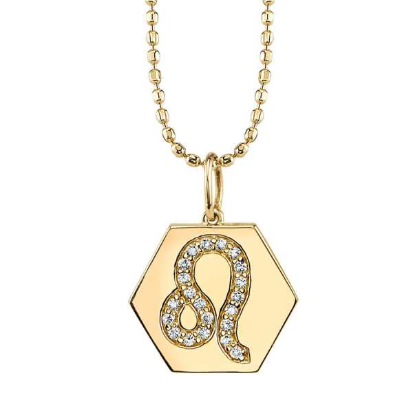 Gold & Diamond Hexagon Zodiac Necklace
