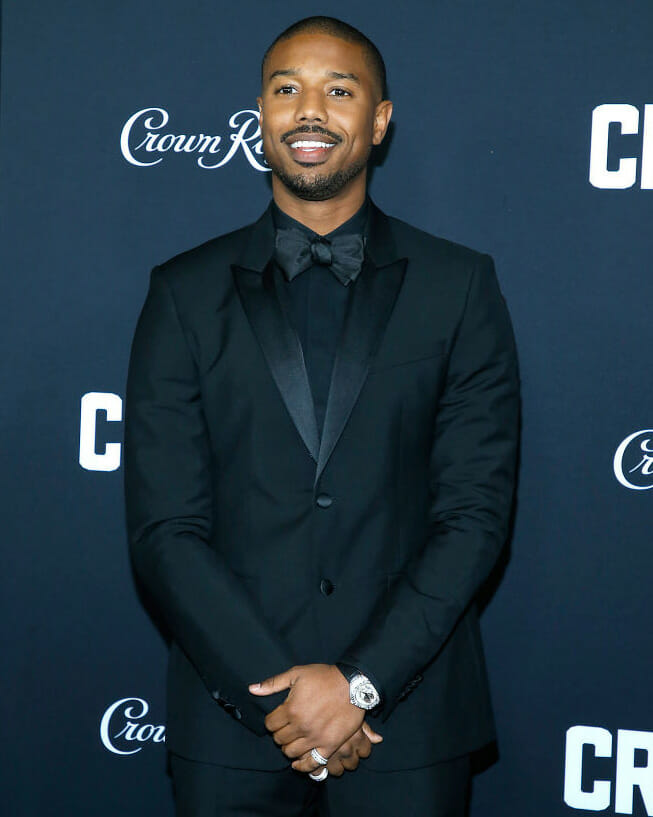 Michael B. Jordan looks handsome in bright red double-breasted