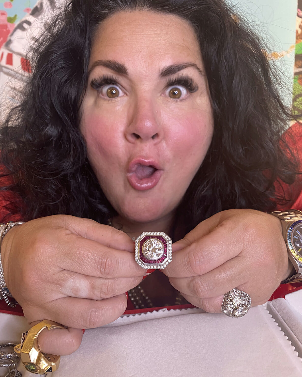 Artist Ashley Longshore Gets Personal About Diamonds 3 Ashley Longshore's 10 carat diamond ring.