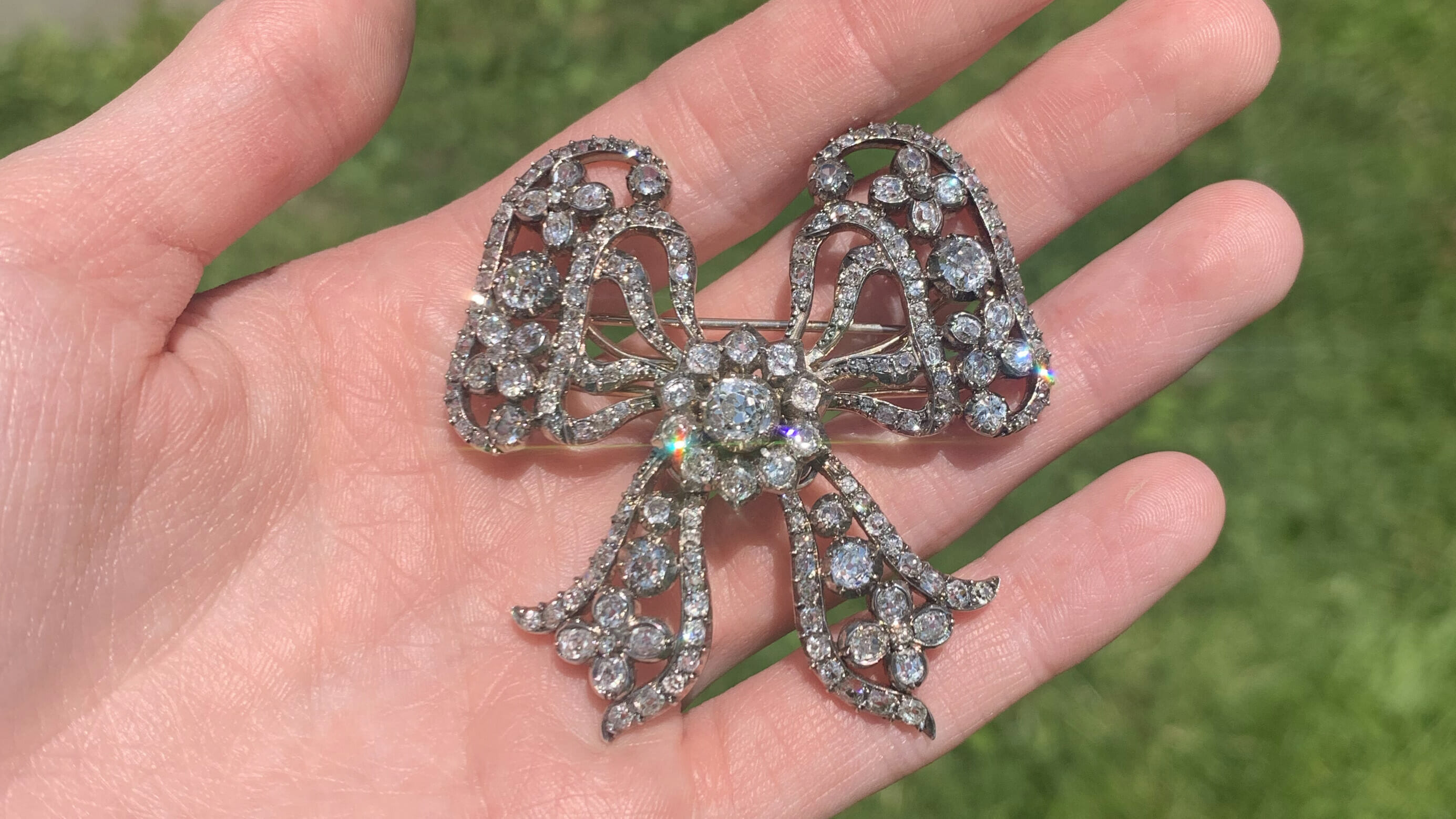 Victorian Diamond Bow Brooch