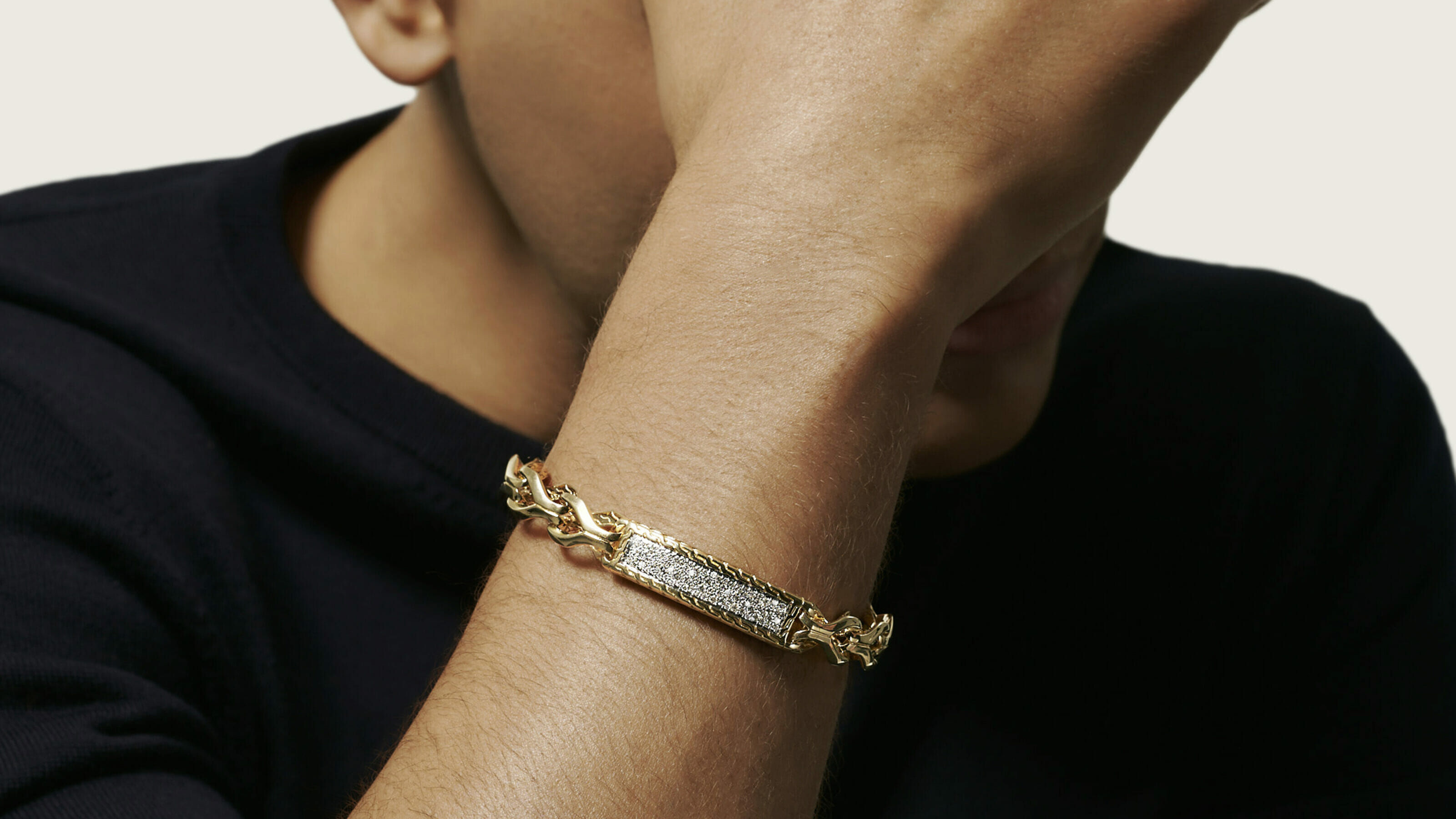 SHAY 18k White Gold Pavé Diamond Link Bracelet in Metallic for Men Mens Jewellery Bracelets 