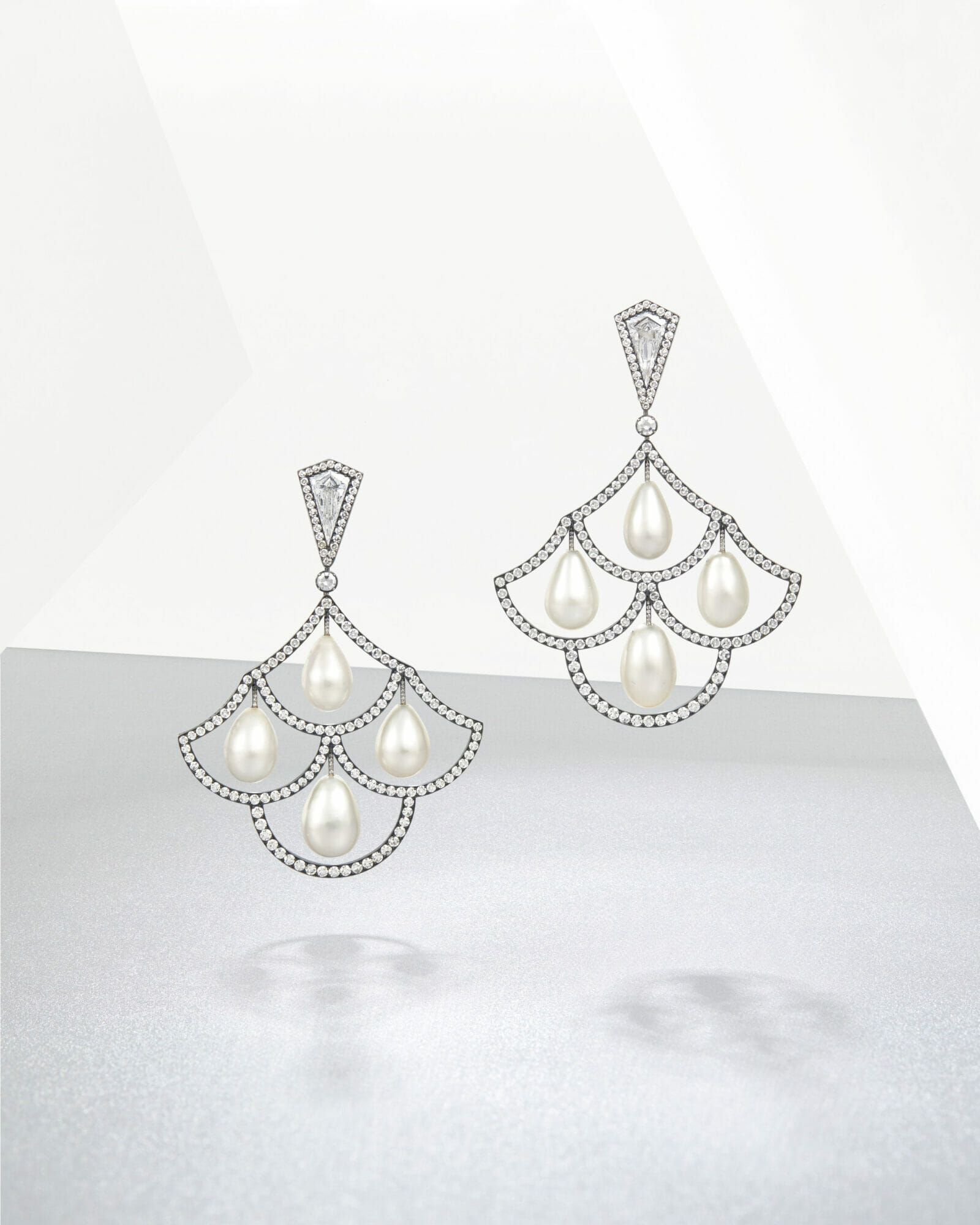 JAR Natural Pearl and Diamond Earrings