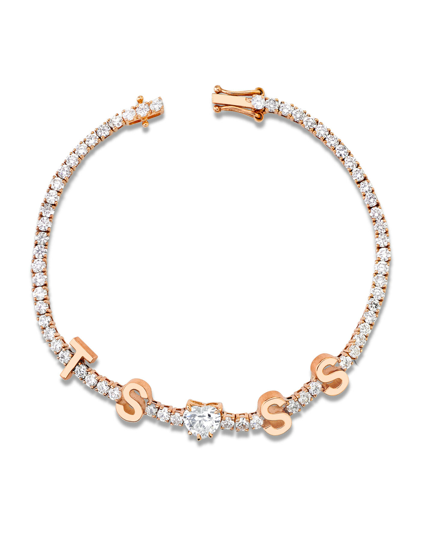 The Last Line 14k Rose Gold Personalized Diamond Tennis Bracelet