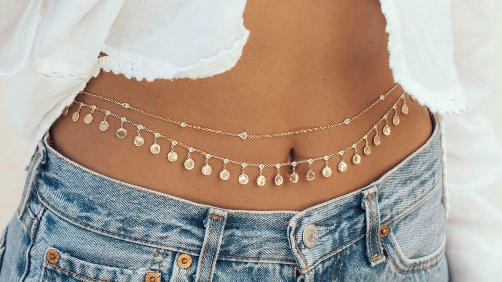 Jacquie Aiche diamond and gold belly chains