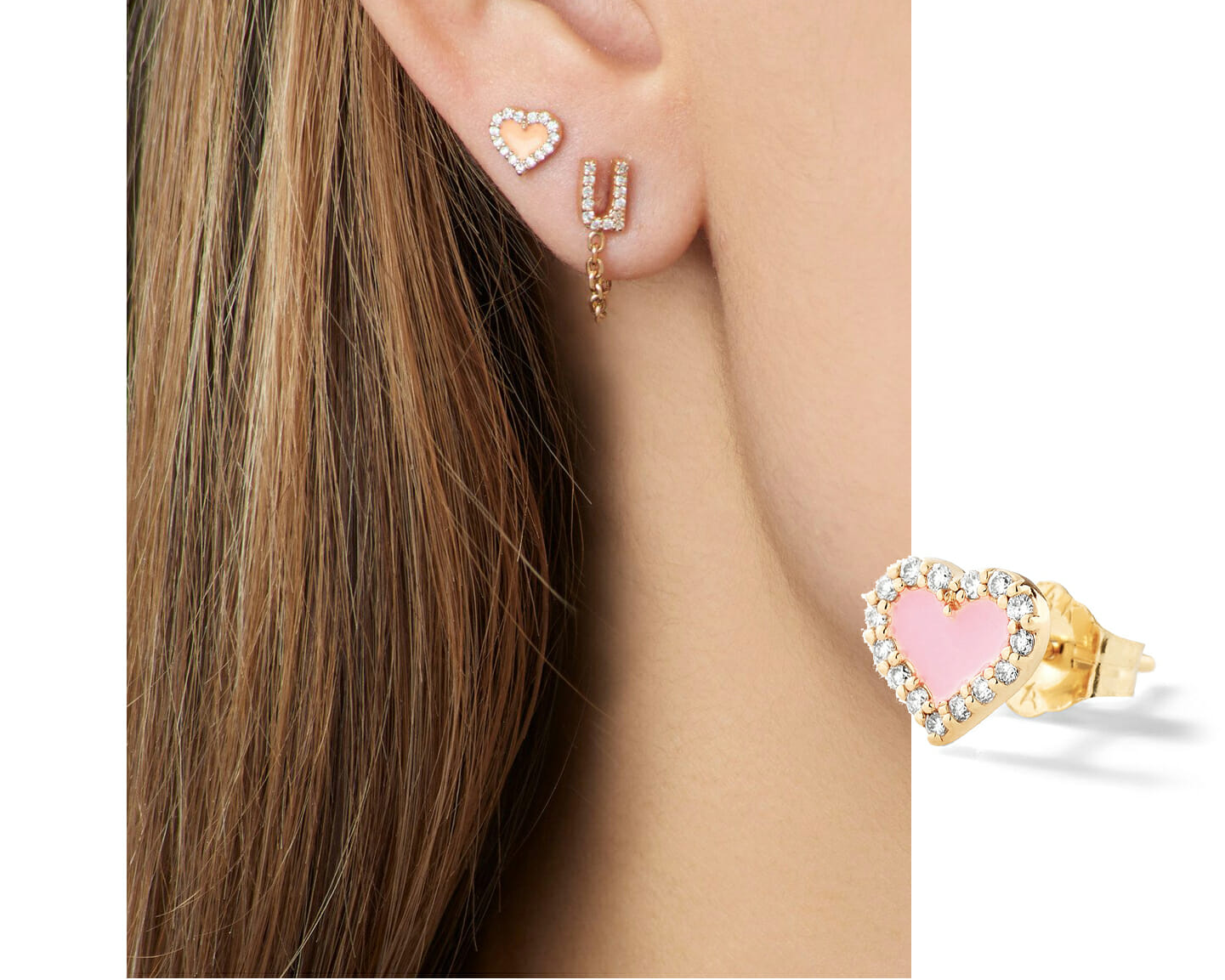 Affordable Diamond Jewelry including Alison Lou Heart Diamond Stud