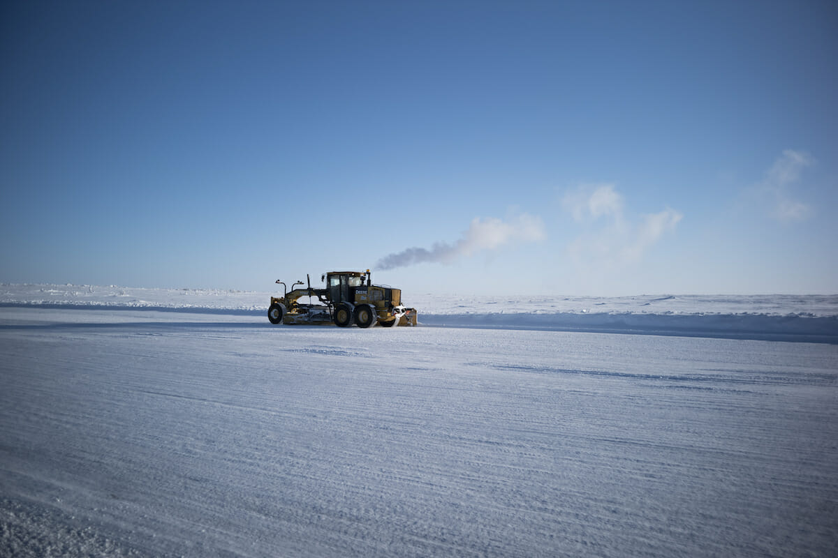 A truck on Canada's diamond ice road