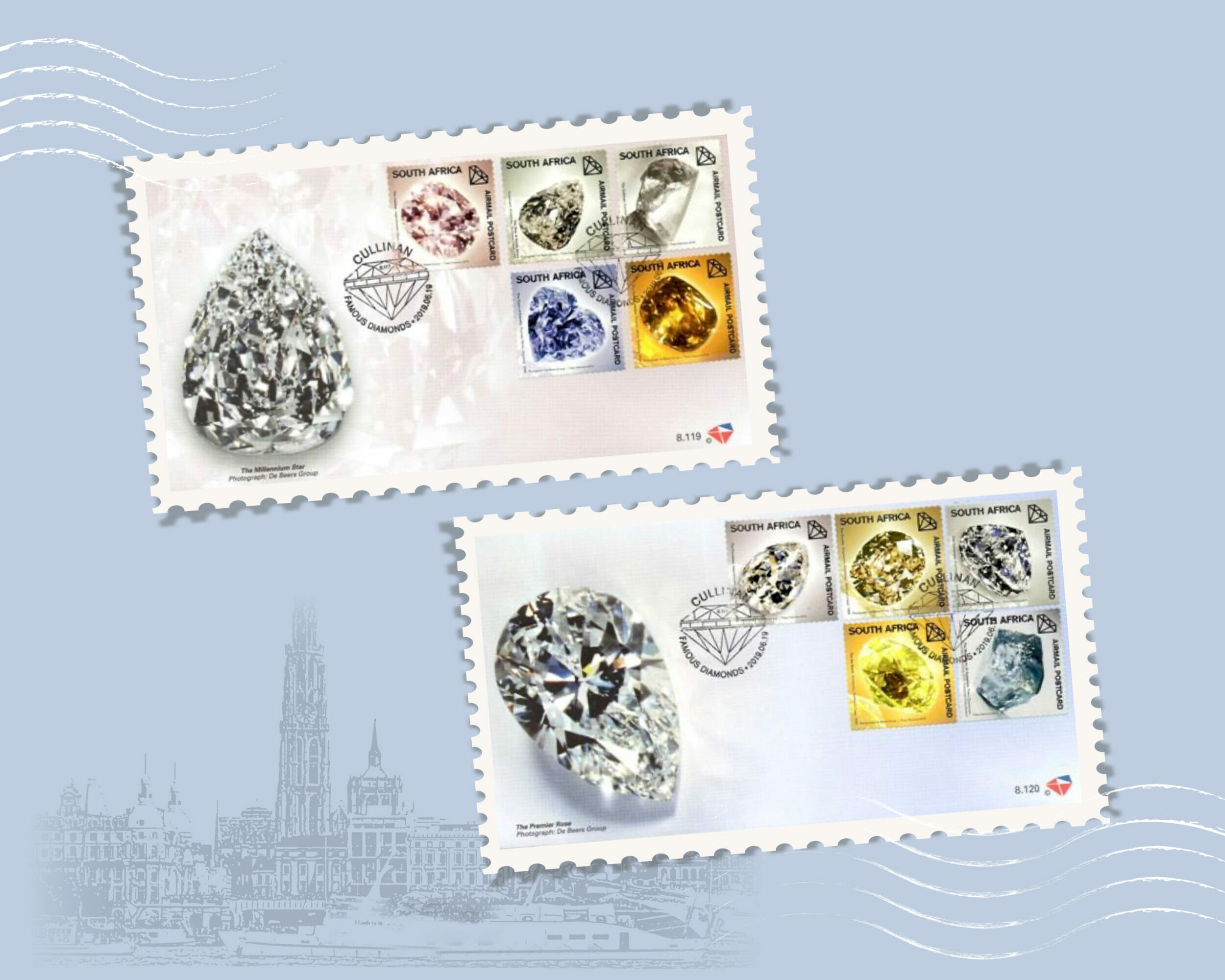 Famous Diamonds on world postage stamps.