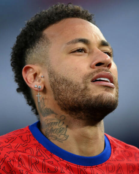 Neymar wearing diamond jewelry during soccer match stylish athletes