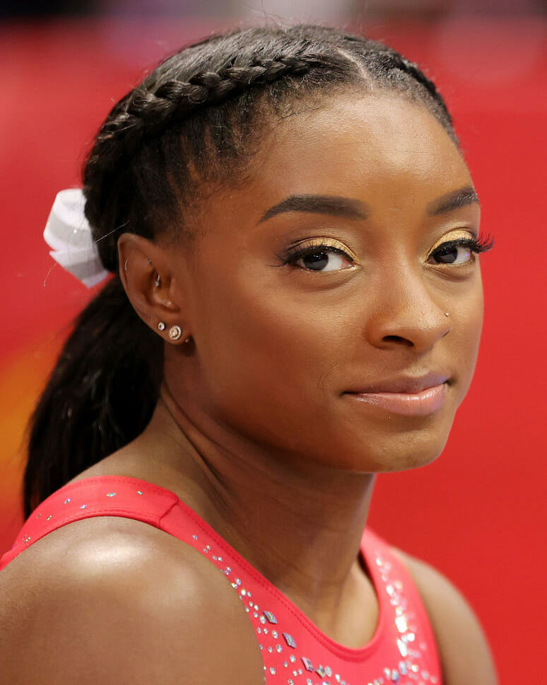 Olympic gold medal winning gymnast Simone Biles wearing diamonds