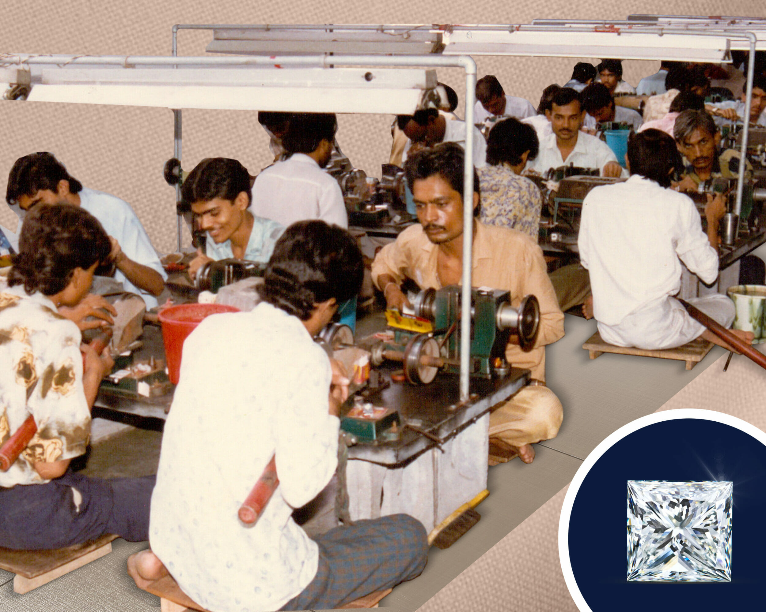 Vintage photo of karigars (workers) at SRK Exports during the industry’s nascent stage 