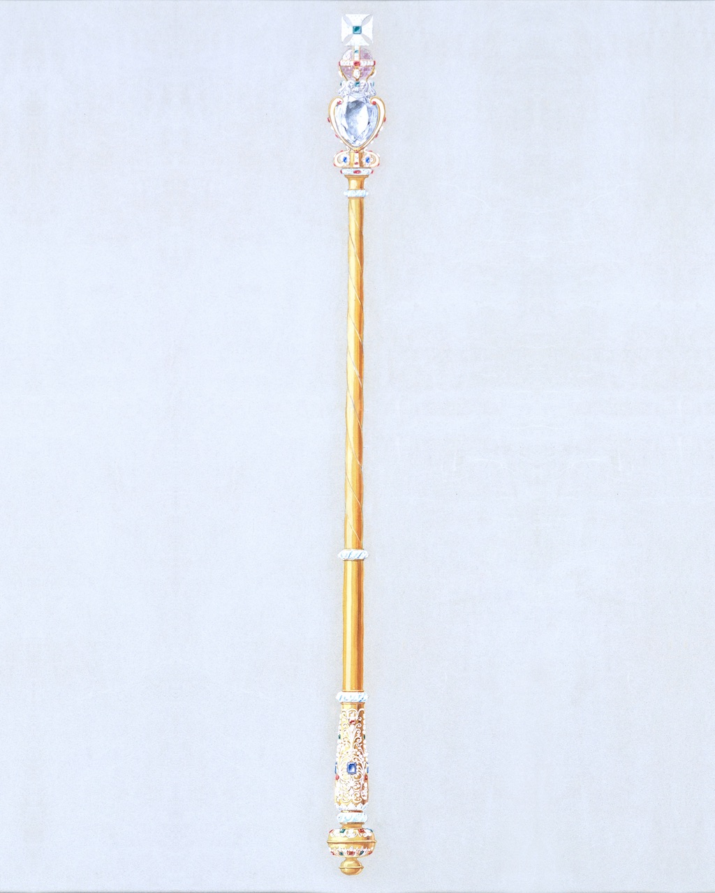 The Sovereign’s Sceptre with Cross, featuring the 530-carat Cullinan I diamond—also known as the Star of Africa