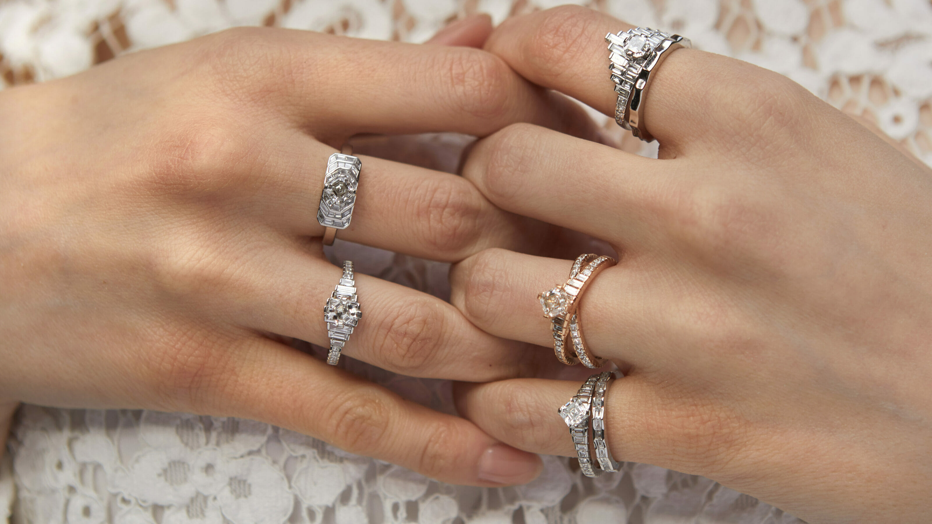 Diamond contemporary engagement ring - Zuzana Jewellery