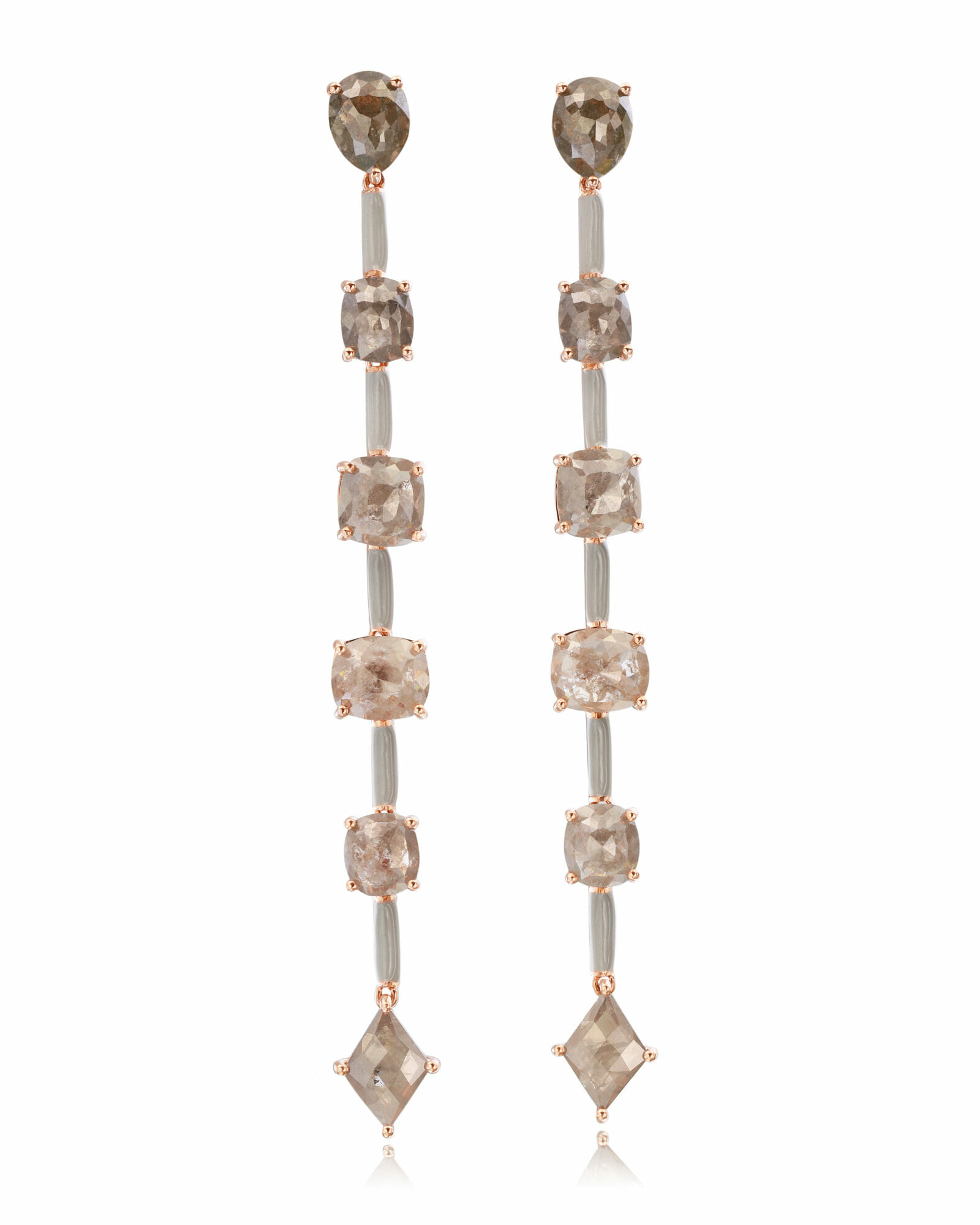 nina runsdorf mixed cut diamond earrings