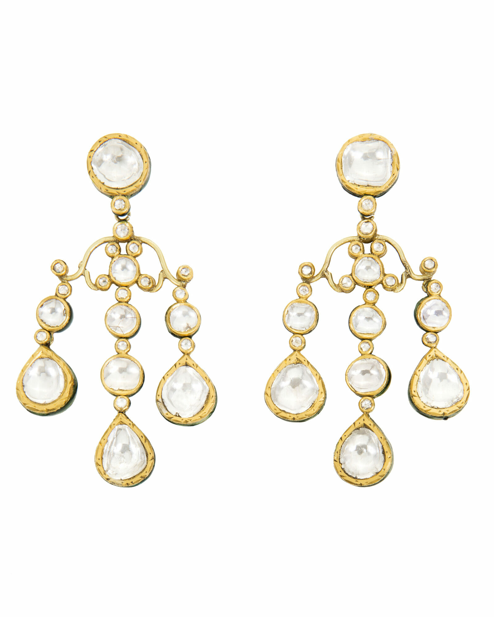 Munni Polki Diamond chandelier Earrings 
