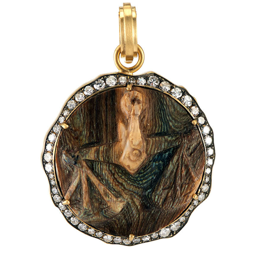 Libra Carved Alaskan Coral Zodiac Pendant