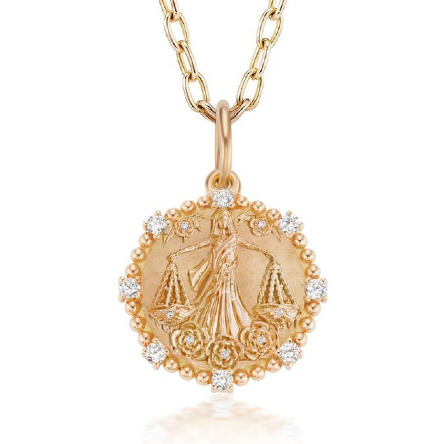 Medium Libra diamond zodiac medallion