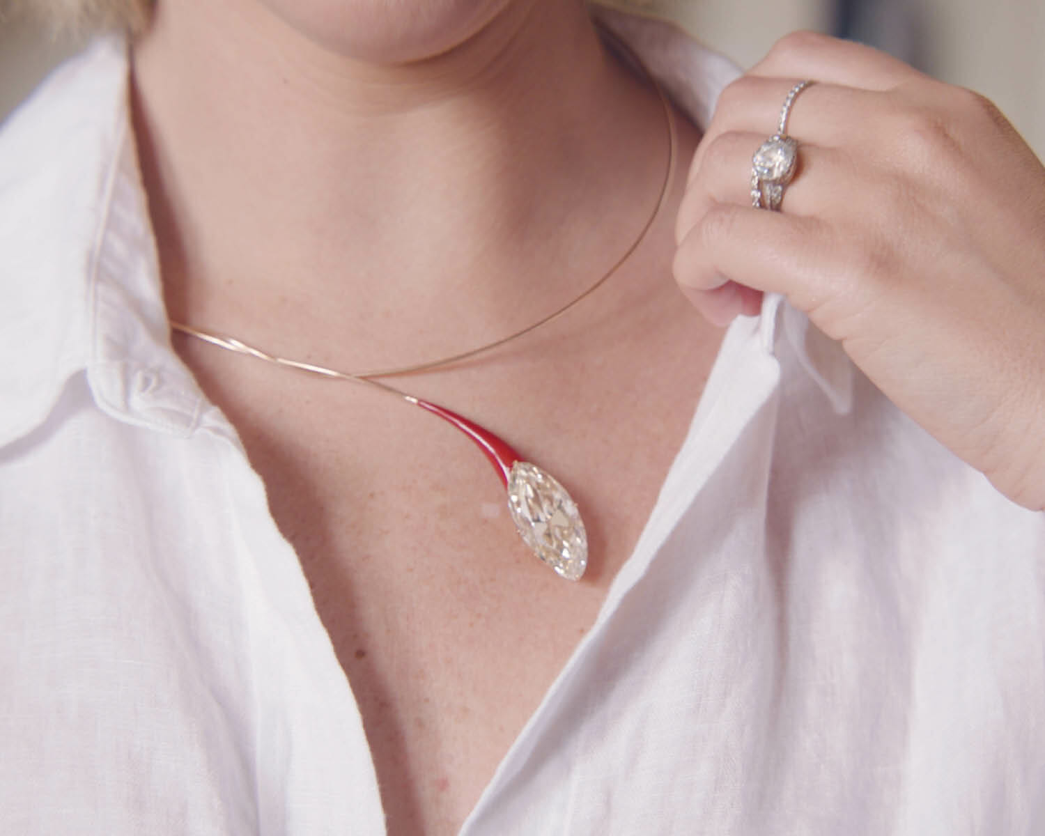 new york jewelry designers diamond taffin necklace