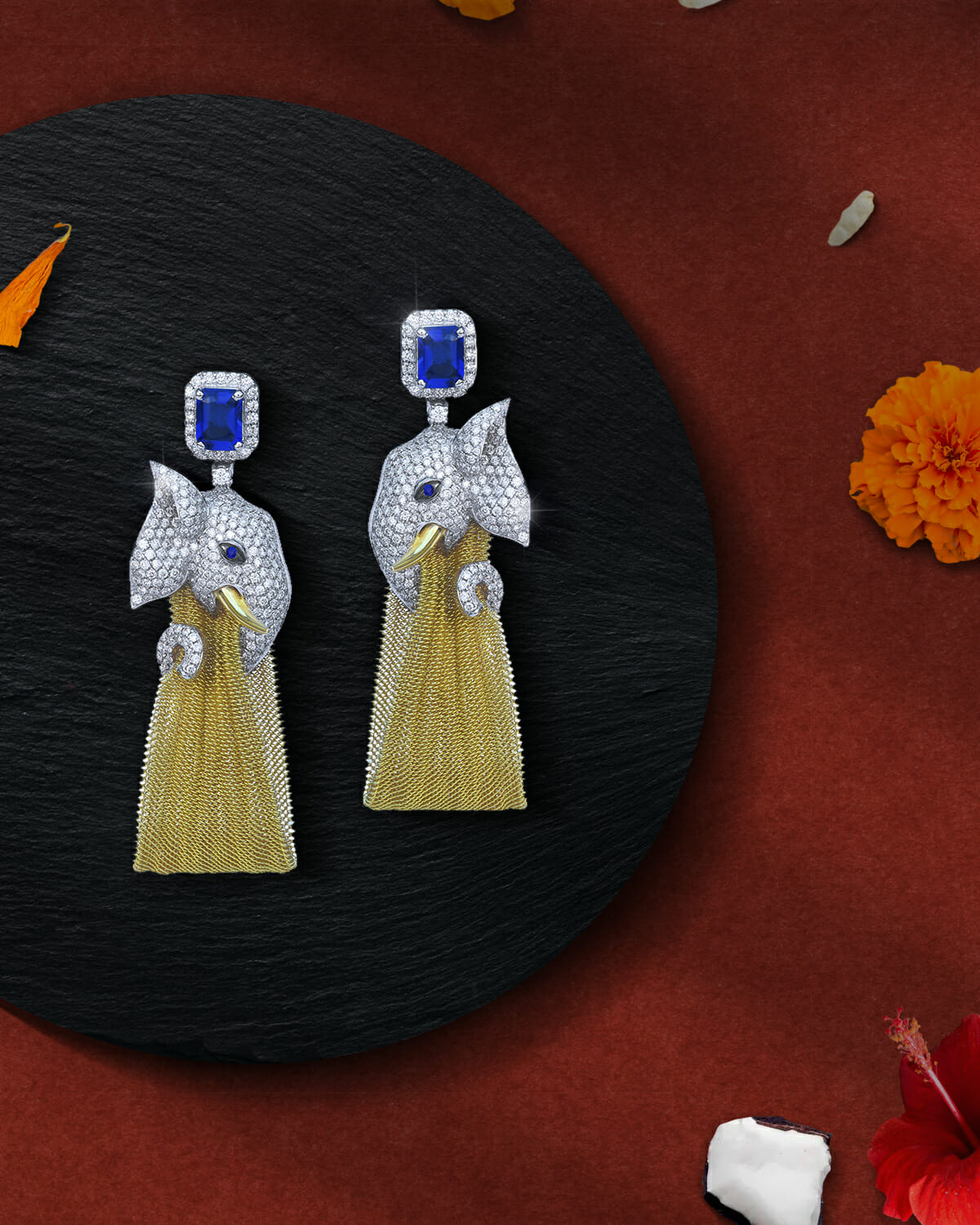 Ganesha inspired diamond studded earrings