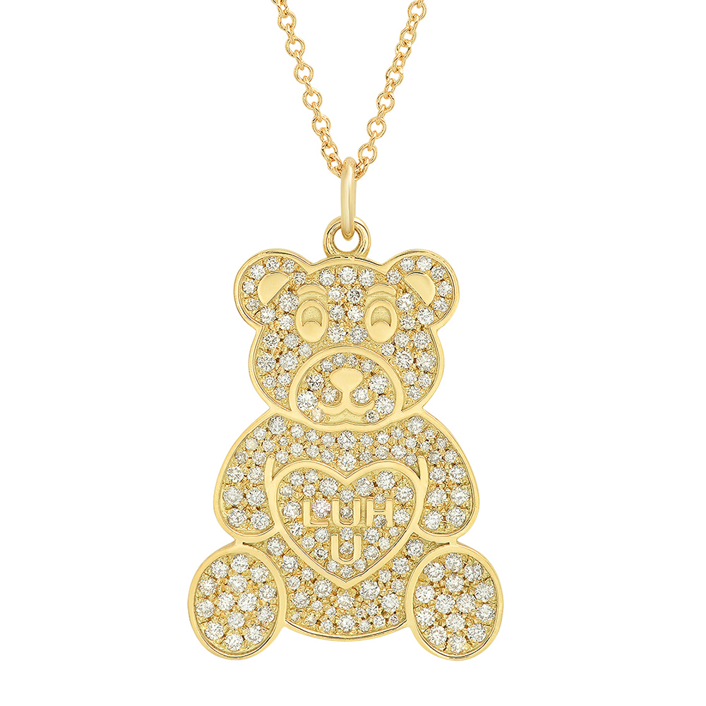 Established Pavé Teddy Bear Pendant Necklace