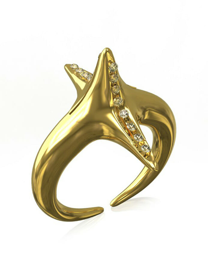 KHIRY 18K Yellow Gold & Diamond Spike Ring