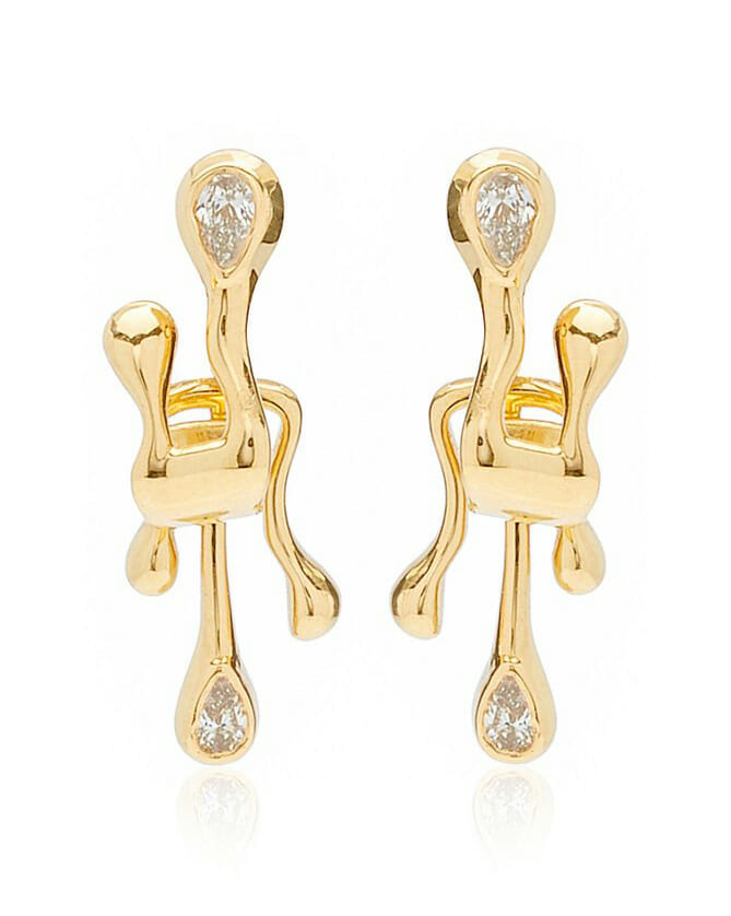 Made by Malyia 18K Yellow Gold Tear Drop Ear Huggie
