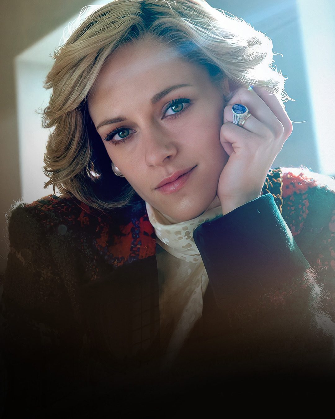 Famous Movie Jewelry: Kristen Stewart wore a Mouawad-made replica of Princess Diana's engagement ring in the 2021 biopic, Spencer. (Courtesy of Mouawad)