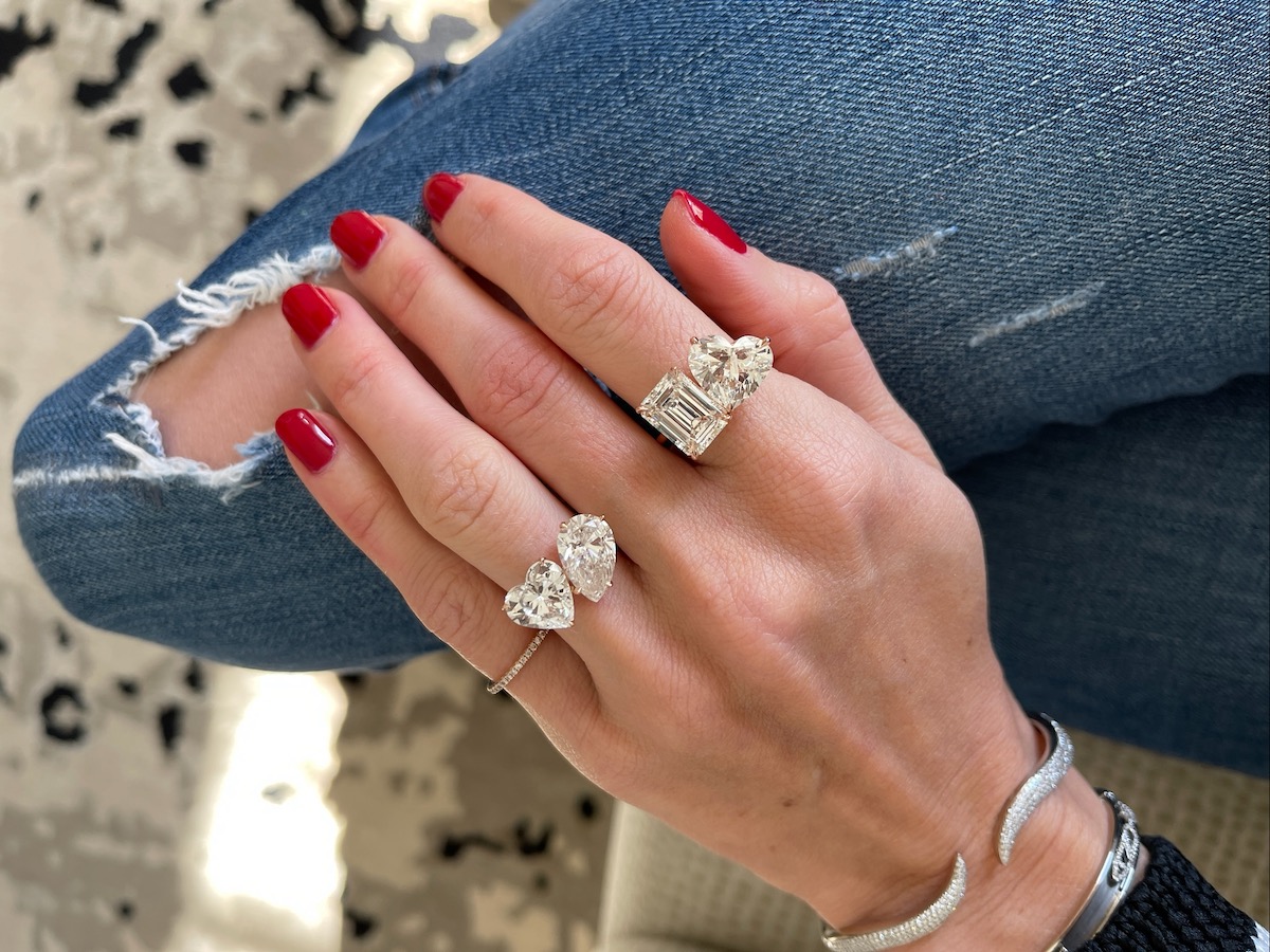 Stephanie Gottlieb two stone diamond engagement ring look bigger 