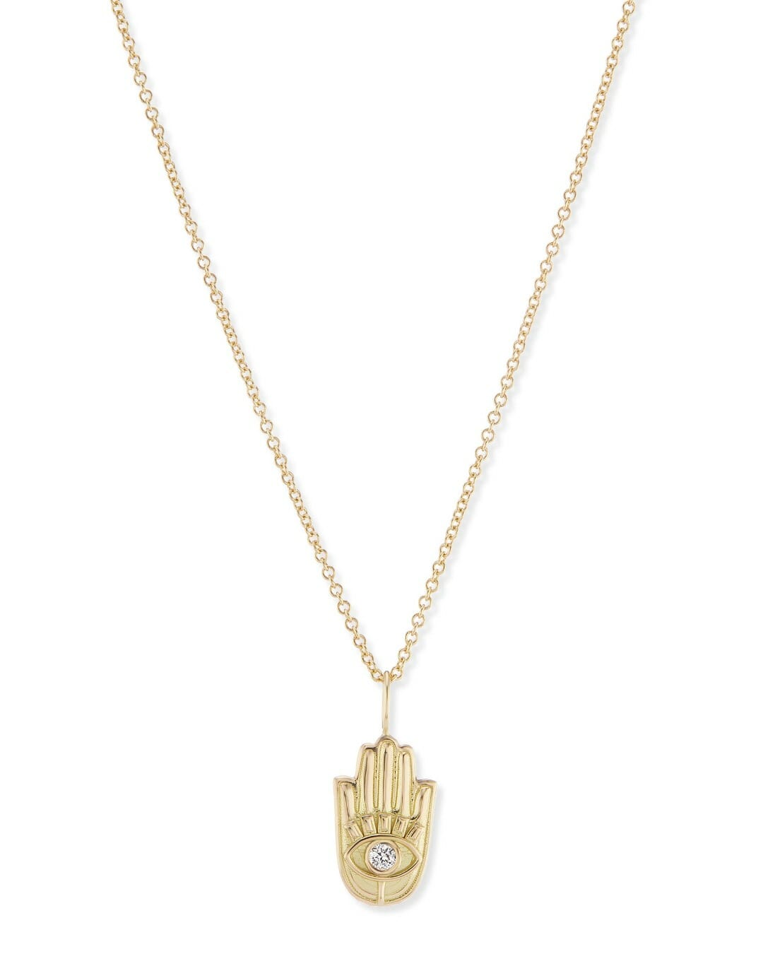 Brent Neale Mini Gold Hamsa Pendant with Stone Eye, $2,650, brentneale.com