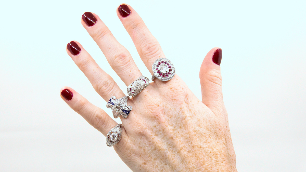 1.25 ct - Princess Cut Diamond - Pave Band - Simple Antique Engagement Ring  Set - 10K White Gold - Walmart.com