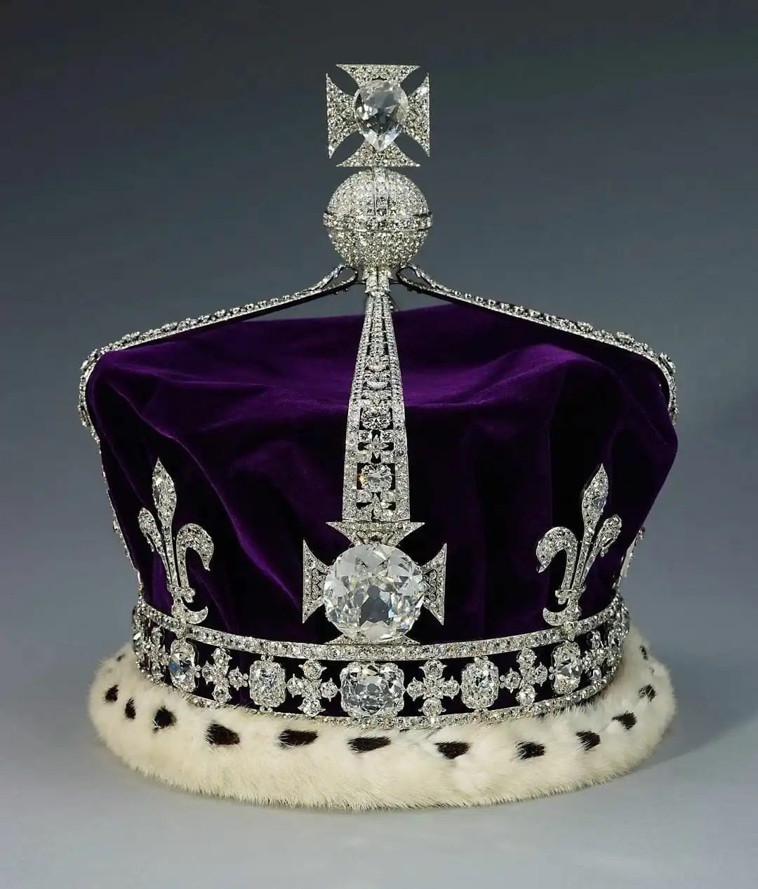 cursed diamonds: the Koh-i-Noor Diamond, set within the State Crown of Queen Mary, part of the Crown Jewels of England