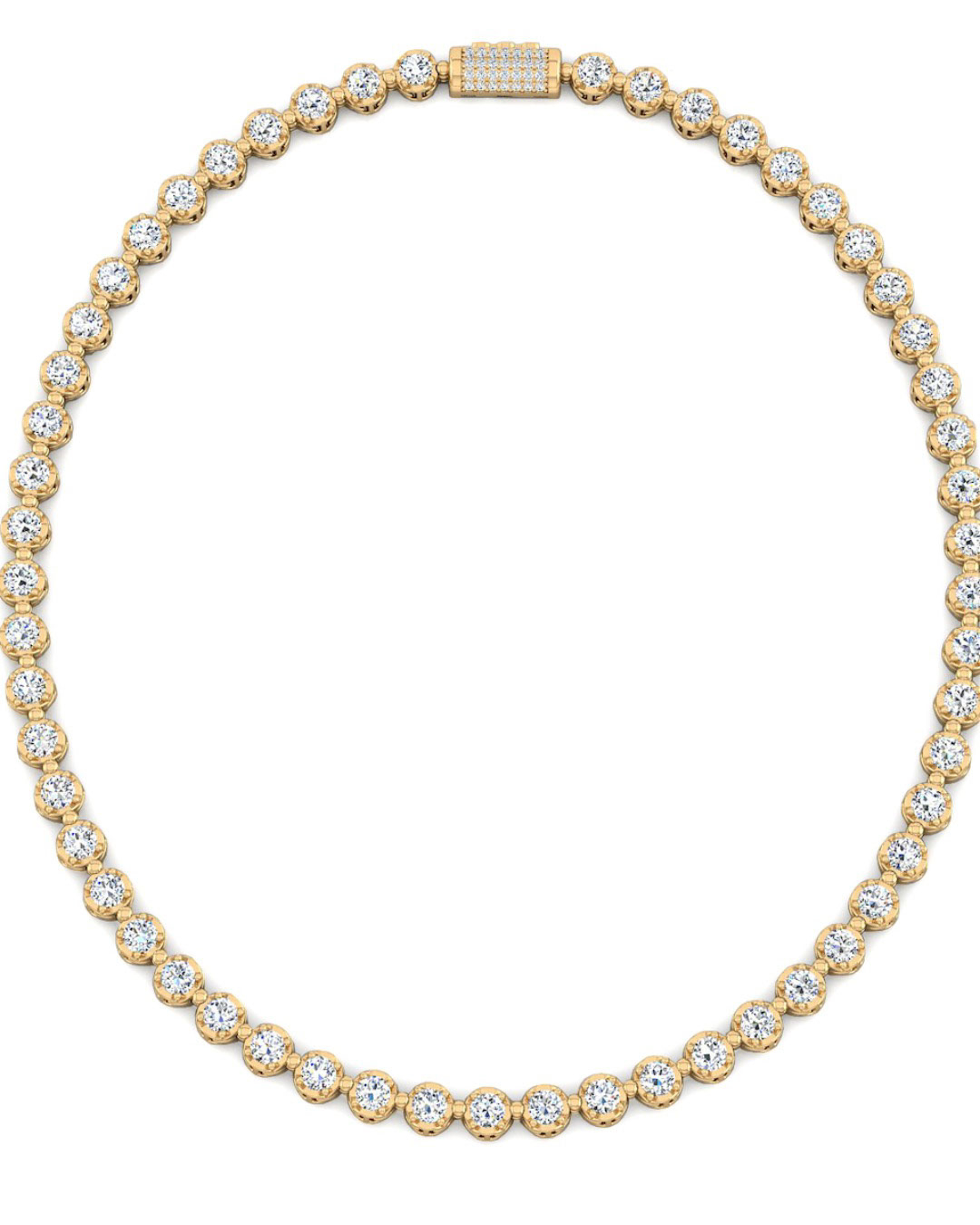 Gold necklace with shop diamonds around it