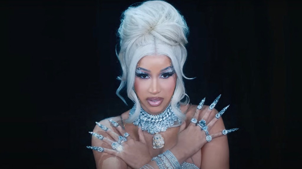 Cardi B decked in diamonds in her video for "Hot Shit." Photo Credit: Youtube.com