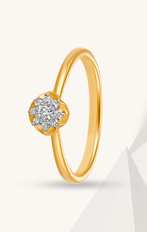 Mini Solitaires Set In Yellow Gold Diamond Ring