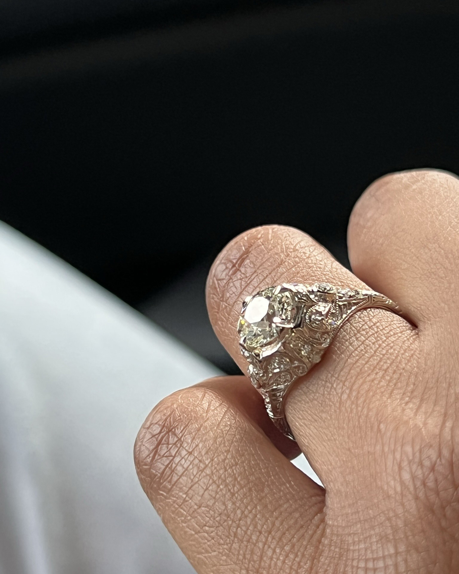 Vintage Diamond Engagement Ring 14K Yellow & White Gold