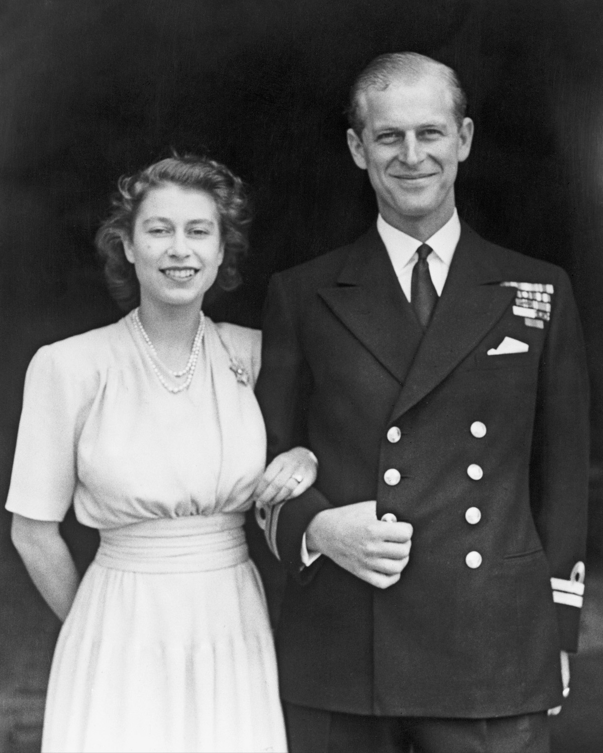 Princess Elizabeth wearing a diamond engagement ring