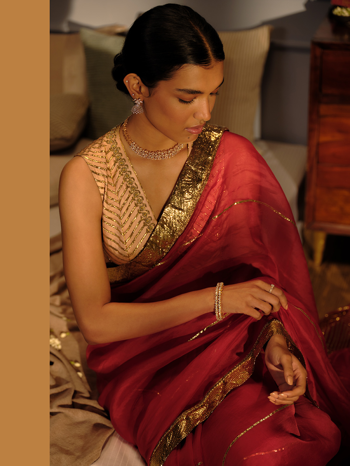 Studs, Necklace, Bangles, and Ring, Accompanied by Narayan Jewellers Earrings