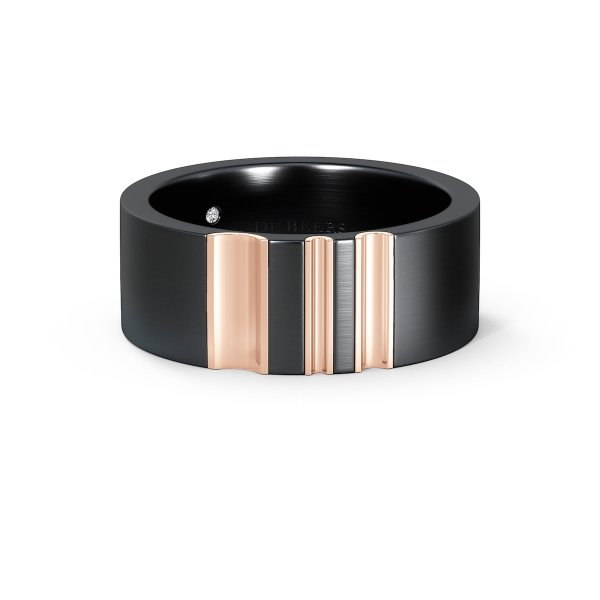 De Beers RVL Black Cord Bracelet in Rose Gold