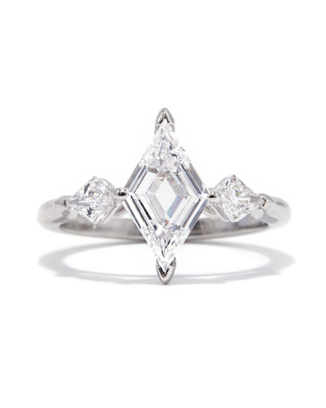 kite shaped diamond engagement ring