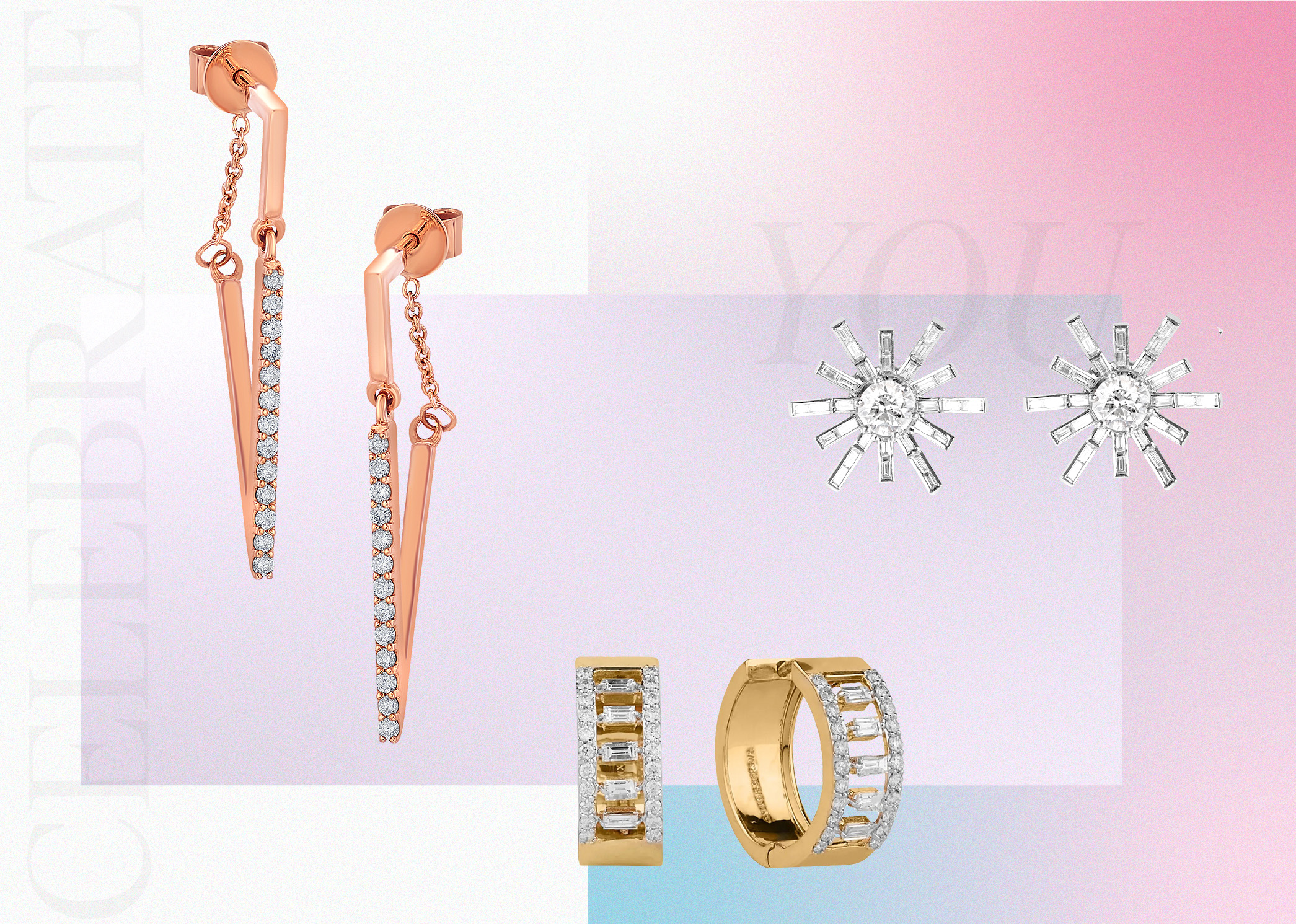 Jewelry: Triangle Hoops by Shea Luxe, Star Studs by Shruti Sushma, Baguette Hoops by Sim Sum Fine Jewellery