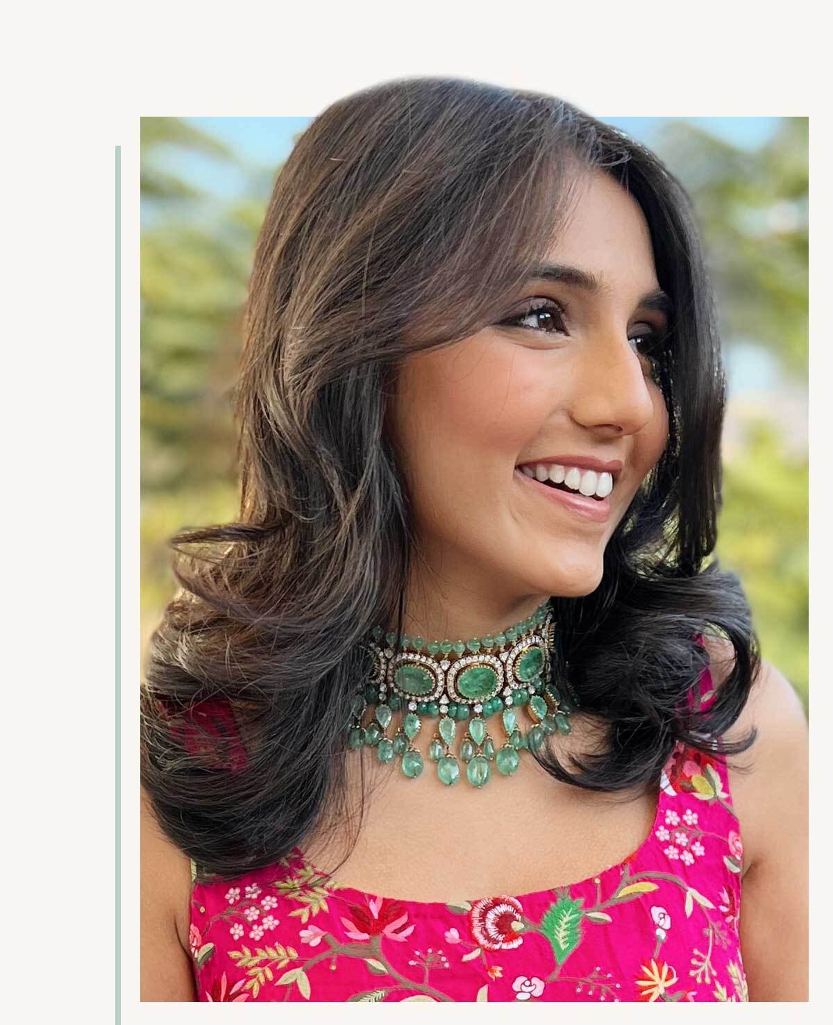 Exquisite Emerald-Encrusted Diamond Choker: Worn by Masoom Minawala with a Fuchsia Pink Outfit