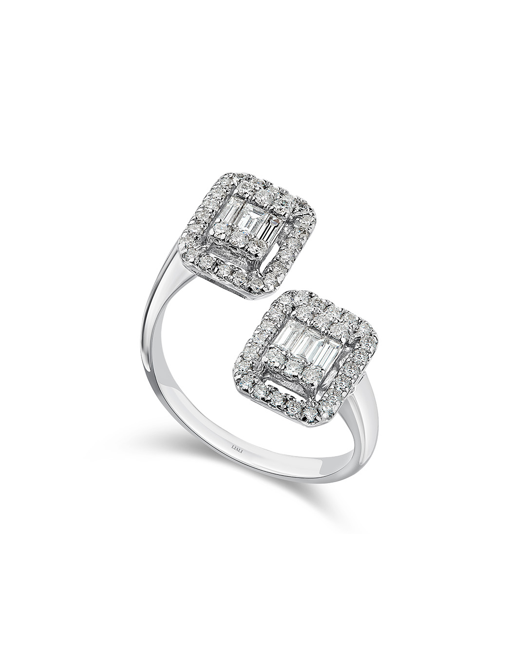 two stone silver diamond ring