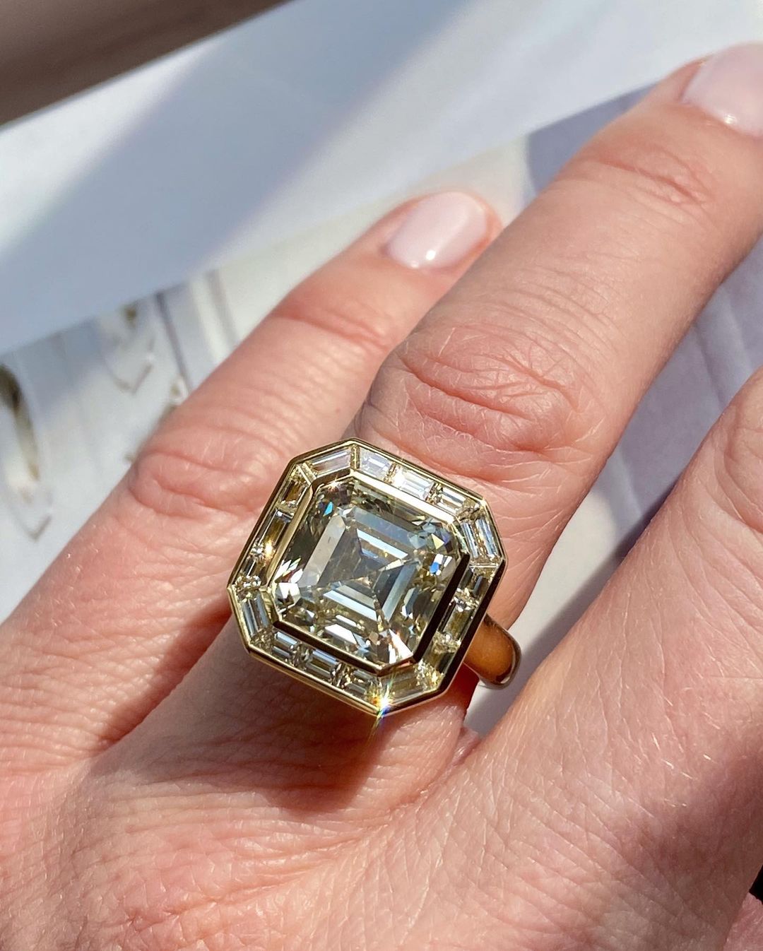 Platinum, Three Stone Asscher Cut Diamond Ring (492T) | The Antique  Jewellery Company