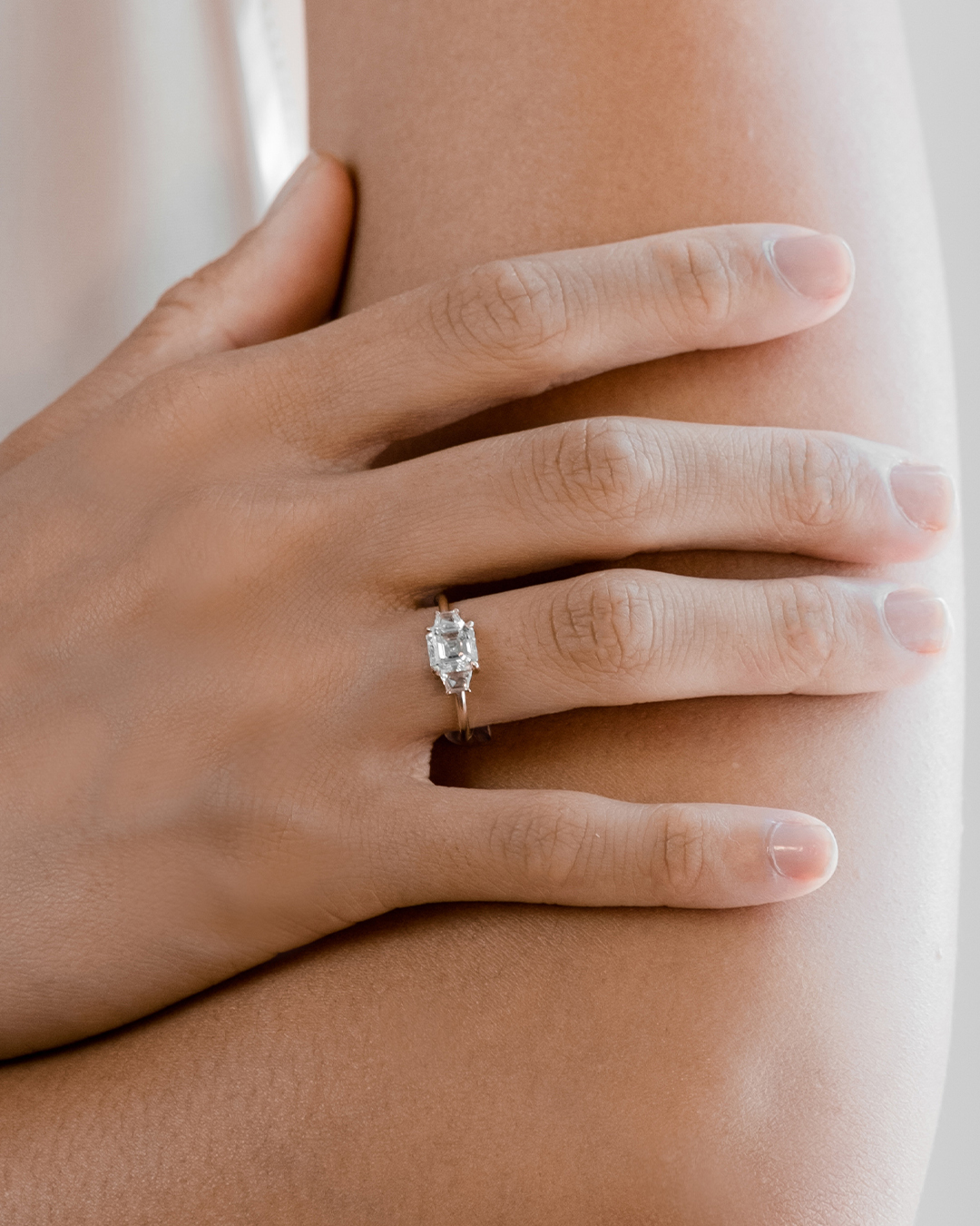 2CT Asscher Cut Moissanite Ring | Bridal Eternity Ring