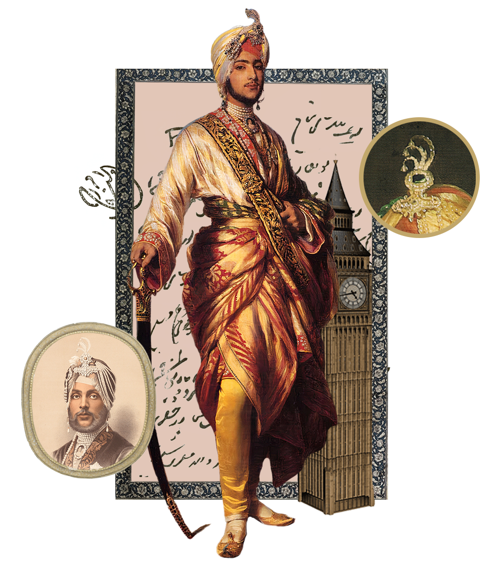 Maharaja Duleep Singh wearing diamond sarpech and jewellery