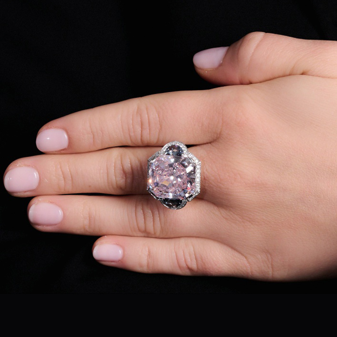 Pink and Grayish Blue Diamond Ring
