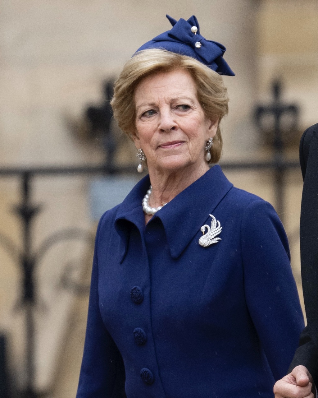 Queen Anne Marie of Greece arrives at Westminster Abbey for the Coronation of King Charles III and Queen Camilla on May 6, 2023, in London, England.