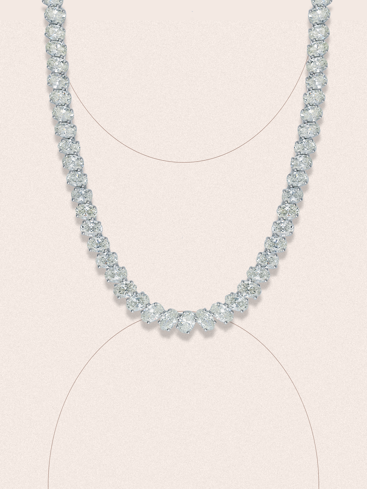 Oval diamond drop necklace