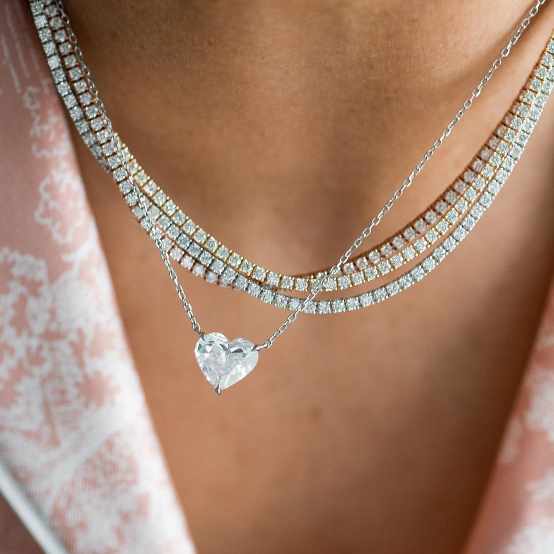 16ct Fancy Diamond Tennis Necklace 14k White Gold – DeeJay Jewelers